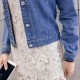 Women’s Button Down Short Fitted Denim Jacket - Blue image