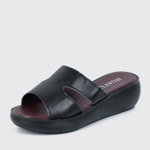 Comfortable Slip On Wedge Slippers for Women - Black