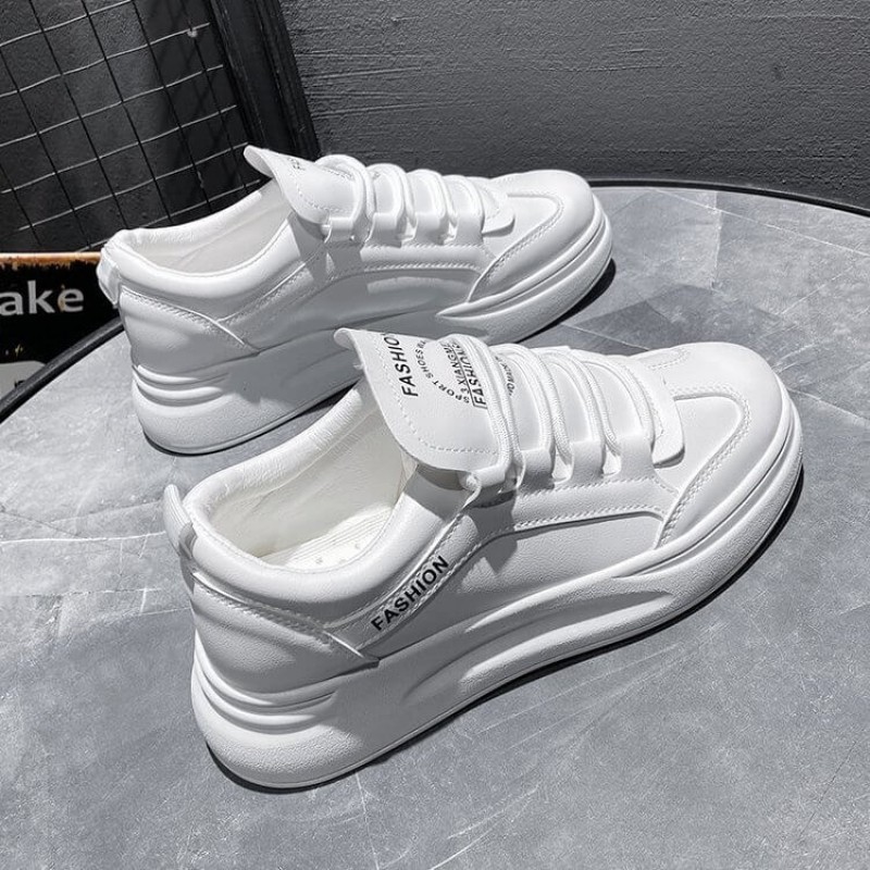 Latest Fashion Mid Heeled Sneakers for Women - White image