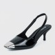 Stylish Pointed Mid Heel Stiletto Sandals for Women - Black |image