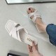 Elegant Style Cross Strap Flip Flop Slippers for Women - White image