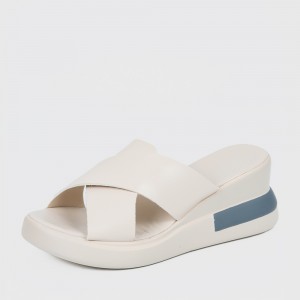 Casual Wear Open Toe Wedge Slippers for Women - White