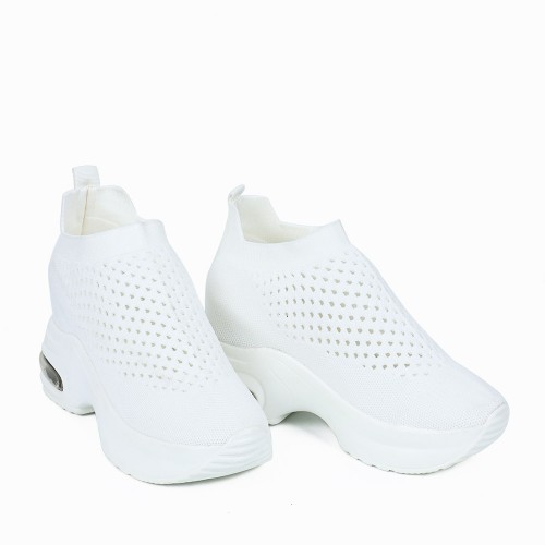 Thick Sole Breathable Casual Mesh Sneakers for Women - White image