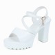 Fish Mouth Buckle Closure Chunky Heel for Women - White image