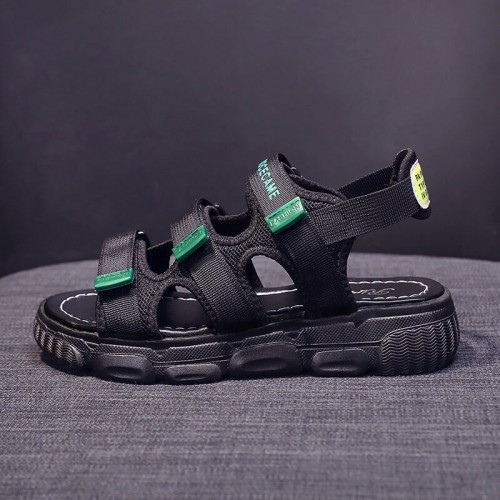 Women’s Open Toe Velcro Closing Fashion Sandals - Black image