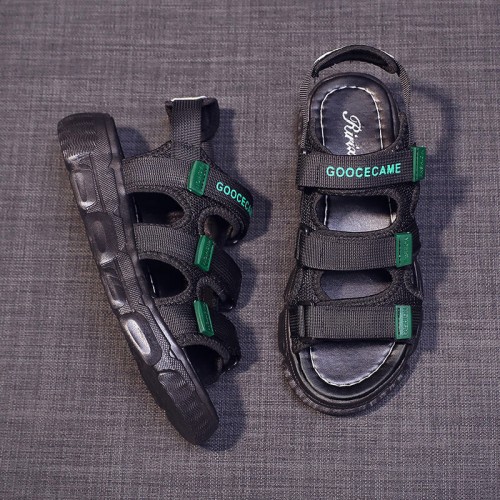 Women’s Open Toe Velcro Closing Fashion Sandals - Black image