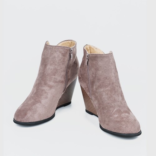 Women’s Classic Pointed Top Wedge High Heel Boots - Dark Brown image