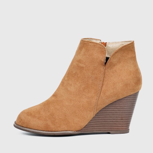 Women’s Classic Pointed Top Wedge High Heel Boots - Brown image