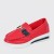 Belt Buckle Round Toe Platform Women's Loafers Shoes - Red