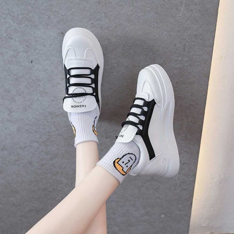 Latest Fashion Mid Heeled Sneakers for Women - Black image