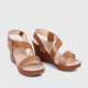 Open Toe Cross Strap Women’s Wedge Sandals - Brown image