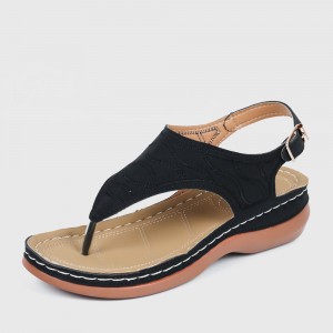 Casual Style Soft Sole Lightweight Buckle Sandals - Black
