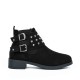Women’s Rivets Studded Buckle Closure Suede Ankle Boots – Black image