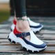 Casual Lightweight Chunky Sports Slip On Sneakers - Blue image