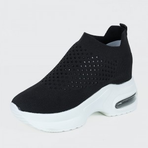 Thick Sole Breathable Casual Mesh Sneakers for Women - Black