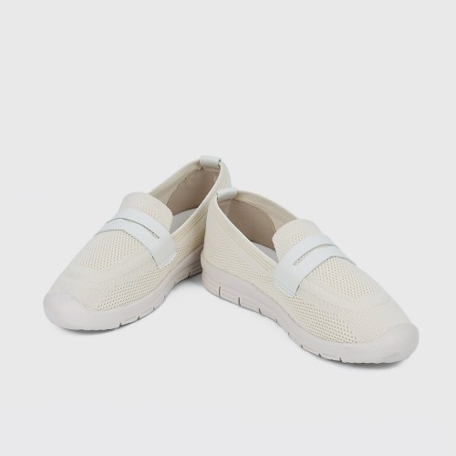 Light Weight Retro Style Slip On Loafers for Women - Cream image