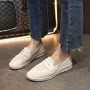 Light Weight Retro Style Slip On Loafers for Women - Cream