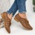 Bowknot Rubber Sole Slip On Loafers for Women - Brown