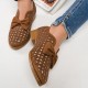 Bowknot Rubber Sole Slip On Loafers for Women - Brown image