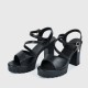 Fish Mouth Buckle Closure Chunky Heel for Women - Black image
