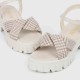 Buckle Closure Square Heel Sandals for Women - Cream image