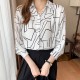 Button Closure Printed Formal Top for Women - White image