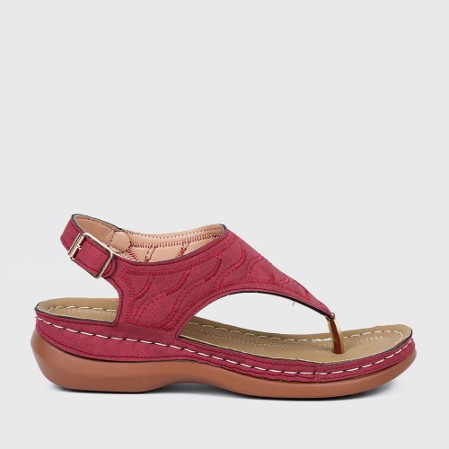 Casual Style Soft Sole Lightweight Buckle Sandals - Red image