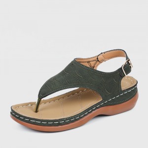 Casual Style Soft Sole Lightweight Buckle Sandals - Green