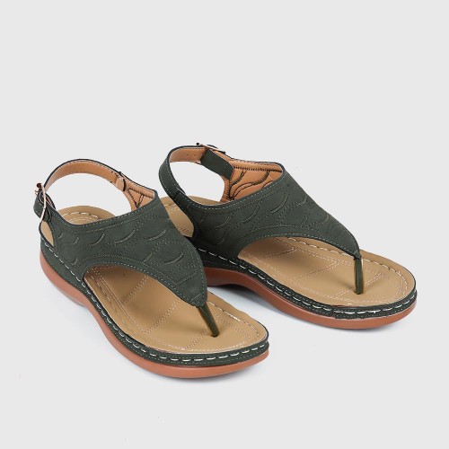 Casual Style Soft Sole Lightweight Buckle Sandals - Green image