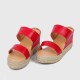 Women's Comfort Slip On Hollow Platform Slippers - Red image