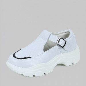 Casual Lightweight Chunky Sports Buckle Sneakers - White