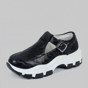 Casual Lightweight Chunky Sports Buckle Sneakers - Black