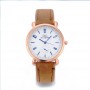 Classic Round Dial Leather Strap Ladies Wrist Watch - Brown
