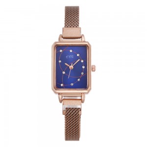  Rectangular Case Celestial Design Women's Wrist Watch - Blue