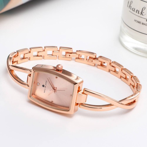  Square Disc Gold Strap Wrist Watch For Women - Rose Gold image
