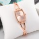  Square Disc Gold Strap Wrist Watch For Women - Rose Gold image