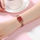  Rectangular Case Celestial Design Women's Wrist Watch - Red image