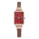  Rectangular Case Celestial Design Women's Wrist Watch - Red image