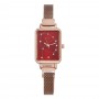 Rectangular Case Celestial Design Women's Wrist Watch - Red