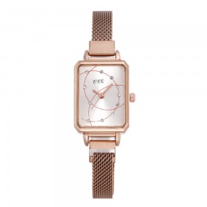  Rectangular Case Celestial Design Women's Wrist Watch - Silver