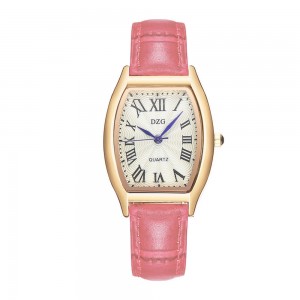 Roman Style Dial Leather Wrist Watch For Women - pink