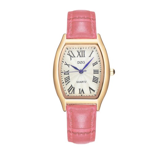 Roman Style Dial Leather Wrist Watch For Women - pink image