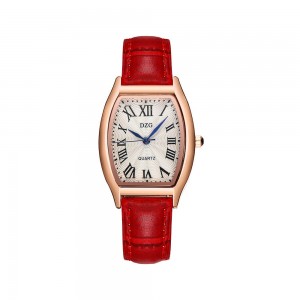 Roman Style Dial Leather Wrist Watch For Women - Red
