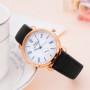 Classic Round Dial Leather Strap Ladies Wrist Watch - Black