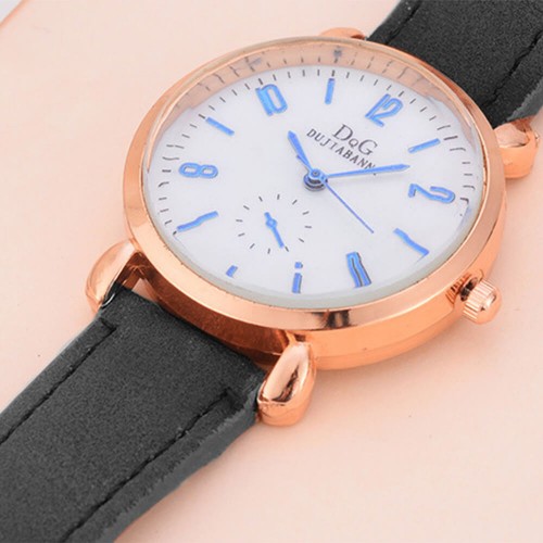 Classic Round Dial Leather Strap Ladies Wrist Watch - Black image