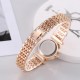Round Dial Crystals Decorated Women's Bracelet Watch - Gold image