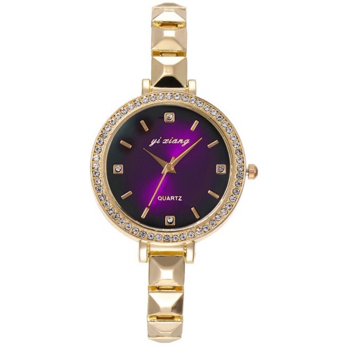 Women Fashion Crystal Decorated Bracelet Watch - Gold image