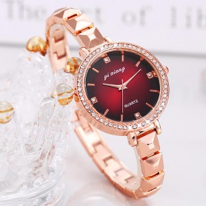 Women Fashion Crystal Decorated Bracelet Watch - Rose Gold