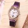 Rhinestone Oval  Dial Women's Wrist Watch - Purple