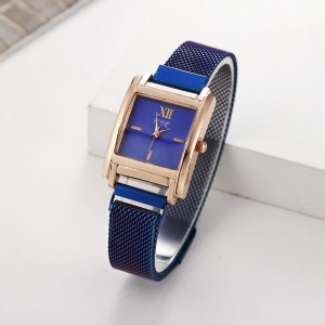 Rectangular Face Magnetic Wrist Watches For Women - Blue